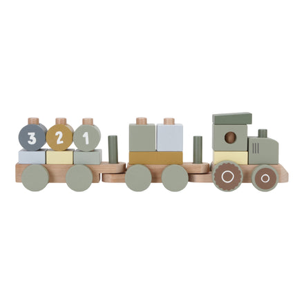 Little Dutch Houten Blokkentrein Tractor | Little Farm