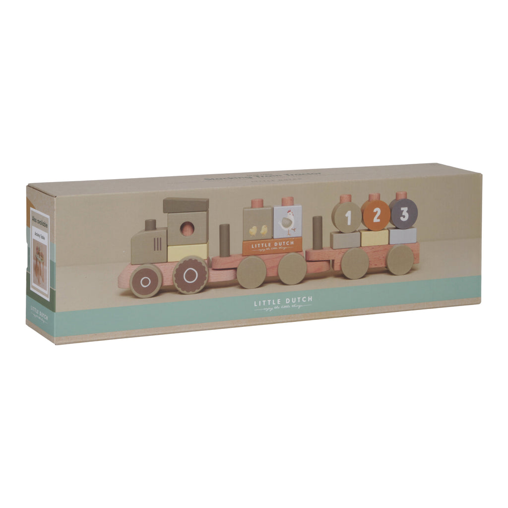 Little Dutch Houten Blokkentrein Tractor | Little Farm