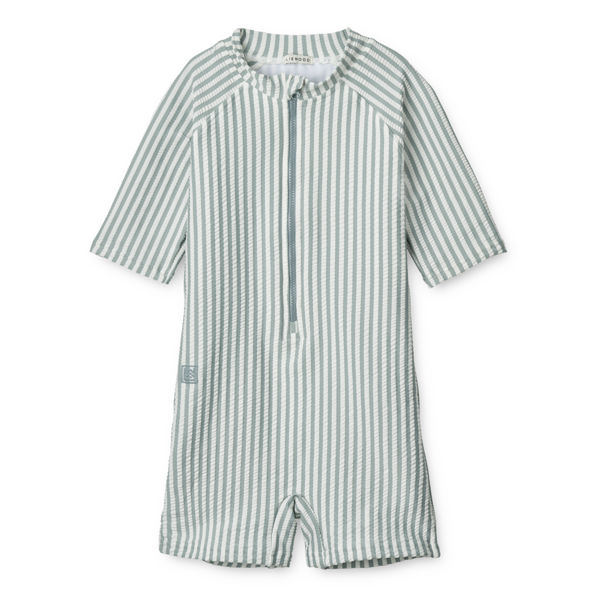 ZZZ Liewood Max Seersucker Zwem Jumpsuit Met Korte Mouwen | Y/D Stripe: Sea Blue/White