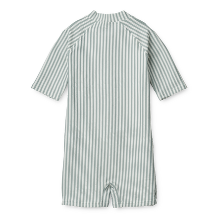 ZZZ Liewood Max Seersucker Zwem Jumpsuit Met Korte Mouwen | Y/D Stripe: Sea Blue/White