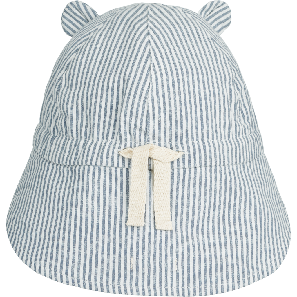 ZZZ Liewood Gorm Reversible Seersucker Zonnehoedje Met Oortjes | Y/D Stripe: Blue Wave/Creme De La Creme