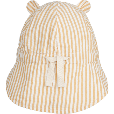 ZZZ Liewood Gorm Reversible Seersucker Zonnehoedje Met Oortjes | Y/D Stripes Yellow Mellow / Creme De La Creme