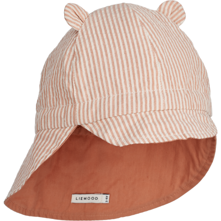 ZZZ Liewood Gorm Reversible Seersucker Zonnehoedje Met Oortjes | Y/D Stripe Tuscany Rose / Sandy