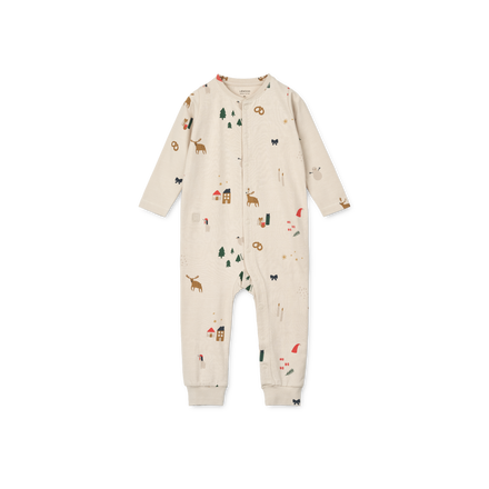 Liewood Birk Printed Pyjama Jumpsuit | Christmas Holiday / Sandy