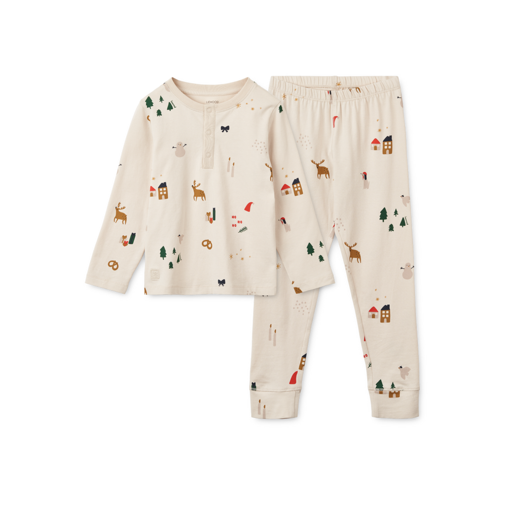 Liewood Wilhelm Printed Pyjama Set | Christmas Holiday / Sandy