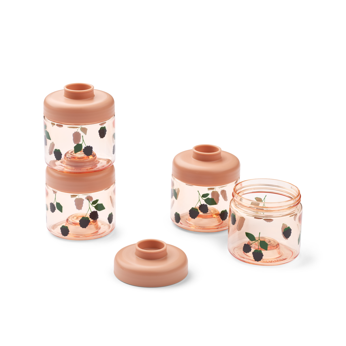 Liewood Dominique Baby Voeding Bewaarpotjes 100ml 4-Pack | Berry / Pale Tuscany