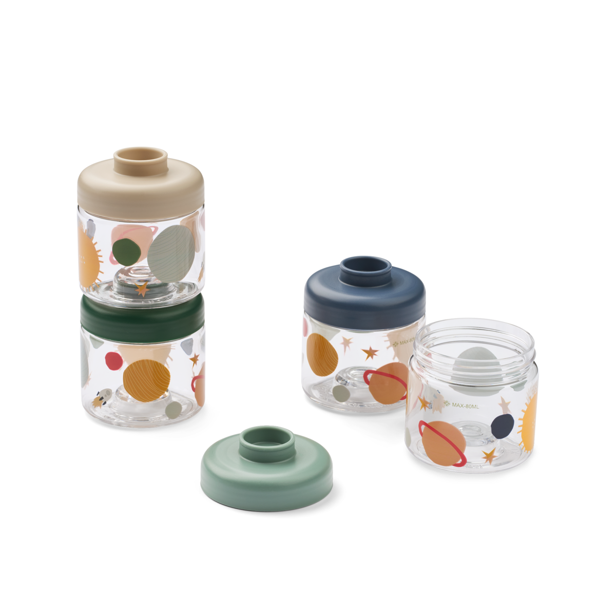 Liewood Dominique Baby Voeding Bewaarpotjes 100ml 4-Pack | Universe / Classic Navy