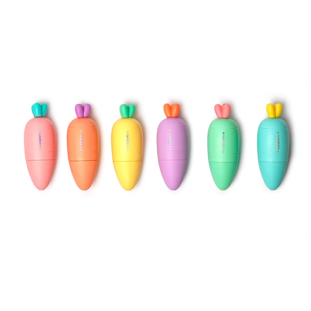Legami Carate Team set van 6 markeerstiften met wortel-design bij De Gele Flamingo