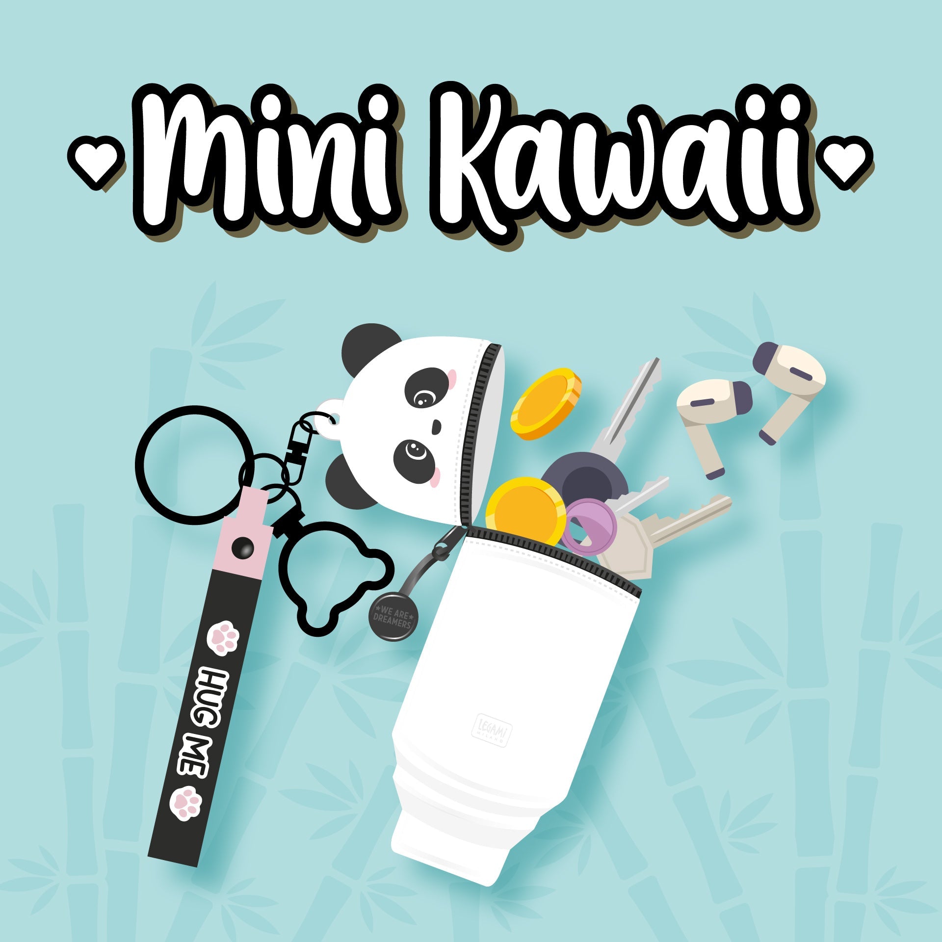 Legami mini portemonnee met sleutelhanger, kawaii panda, bij De Gele Flamingo