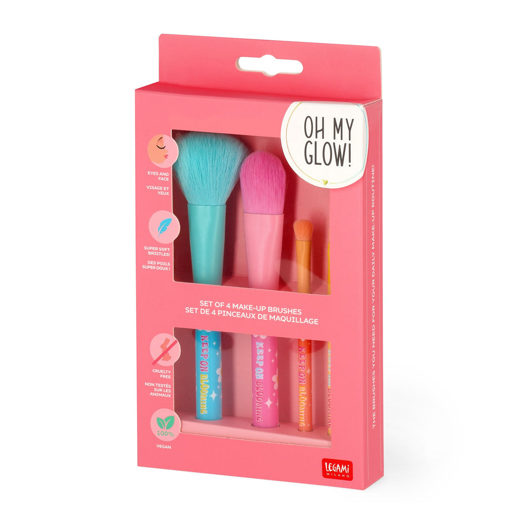 Set make-up borstels Bloemen van Legami in compact travel size formaat, uit het assortiment van De Gele Flamingo