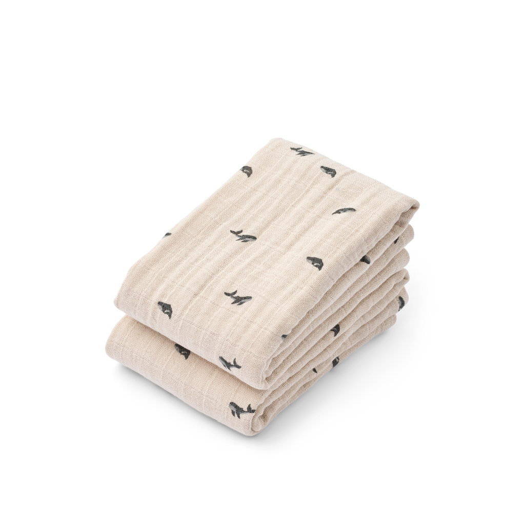 Liewood Lewis Hydrofiele Doeken 2-Pack | Mini Whale / Sandy