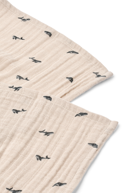 Liewood Lewis Hydrofiele Doeken 2-Pack | Mini Whale / Sandy