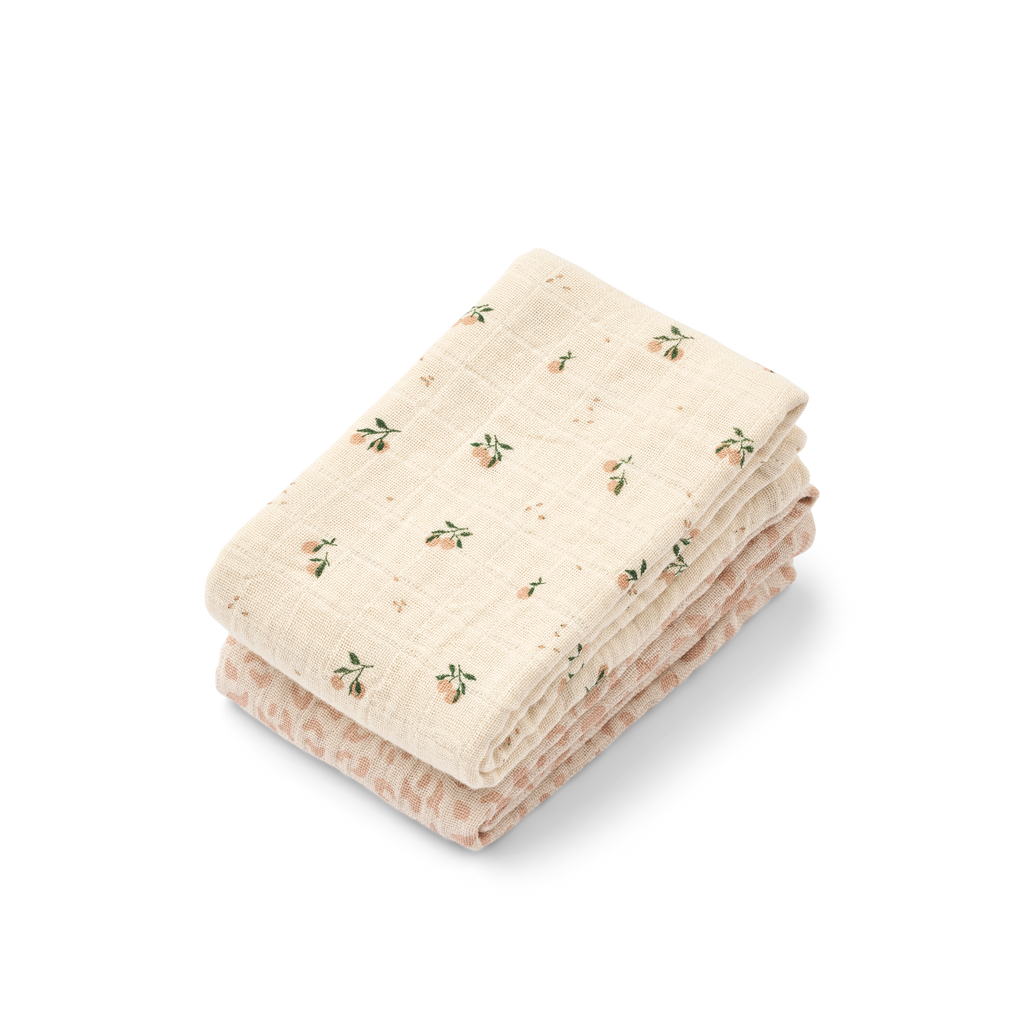 Liewood Lewis Hydrofiele Doeken 2-Pack | Mini Leo / Mini Peach Mix