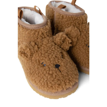 Liewood Alban Bear Pile Boot Pantoffels | Golden Caramel