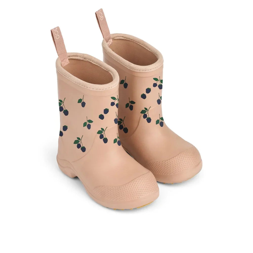 Liewood Aston Thermo Regenlaarzen in Berry / Pale Tuscany, lichte kinderlaarzen bij De Gele Flamingo