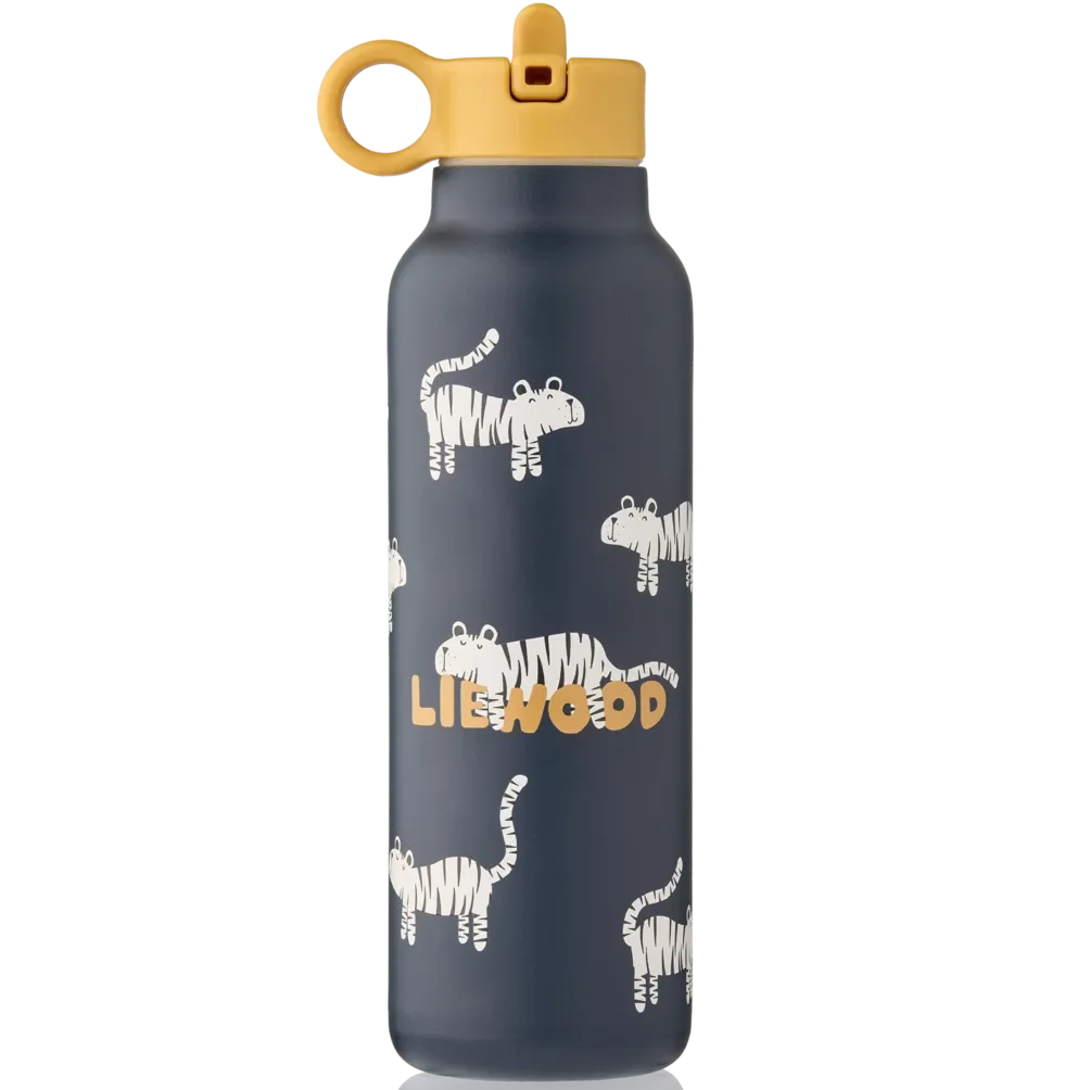 Liewood Falk RVS drinkfles 500 ml in Tiger Classic Navy, bij De Gele Flamingo