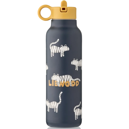 Liewood Falk RVS drinkfles 500 ml in Tiger Classic Navy, bij De Gele Flamingo