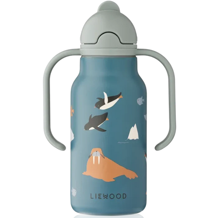 Liewood Kimmie RVS drinkfles 250 ml in Arctic Sea Ocean view, bij De Gele Flamingo
