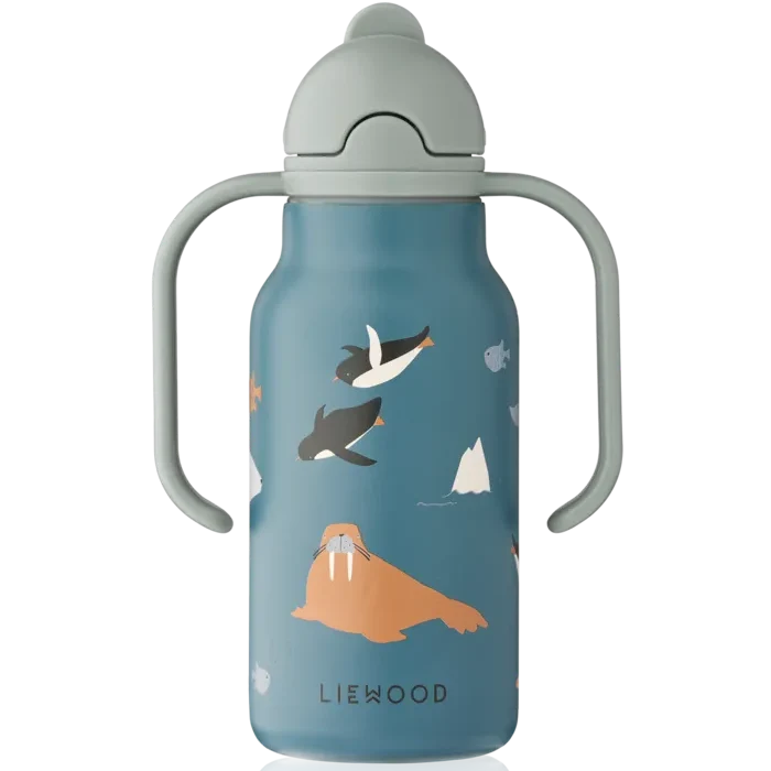 Liewood Kimmie RVS drinkfles 250 ml in Arctic Sea Ocean view, bij De Gele Flamingo