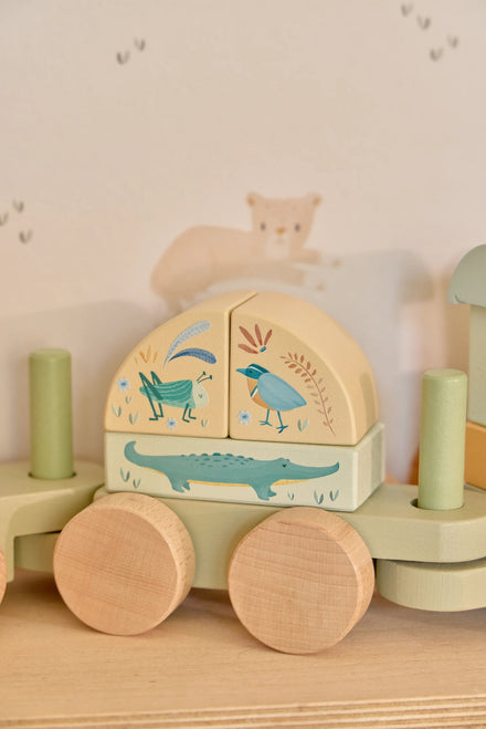 Little Dutch Houten Blokkentrein Safari Friends