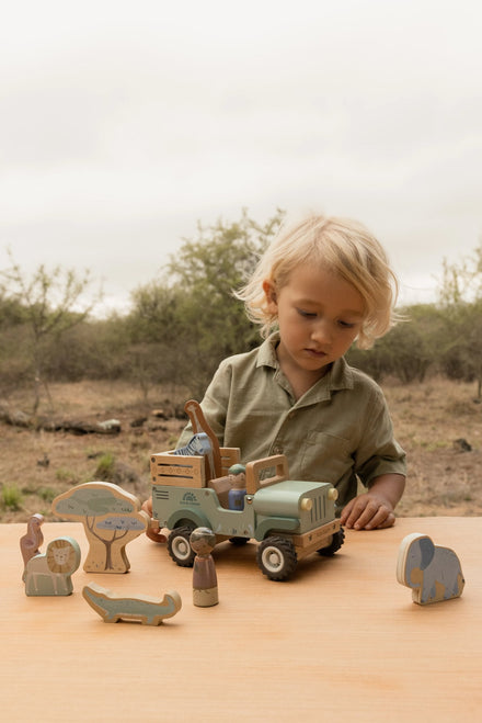 Little Dutch Houten Safari Auto met Dieren Safari Friends