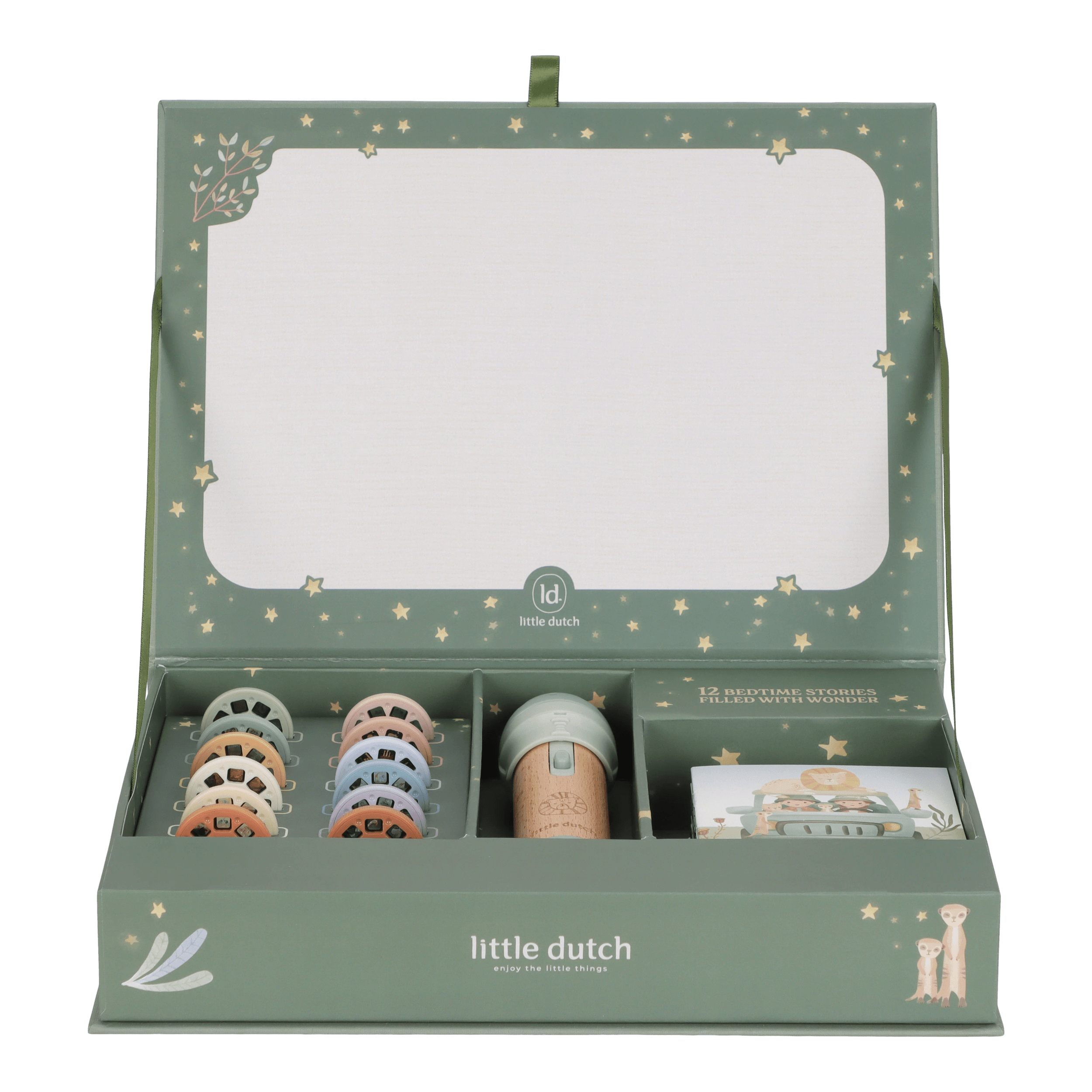 Little Dutch Verhalen Projector Zaklamp Safari Friends | Groen