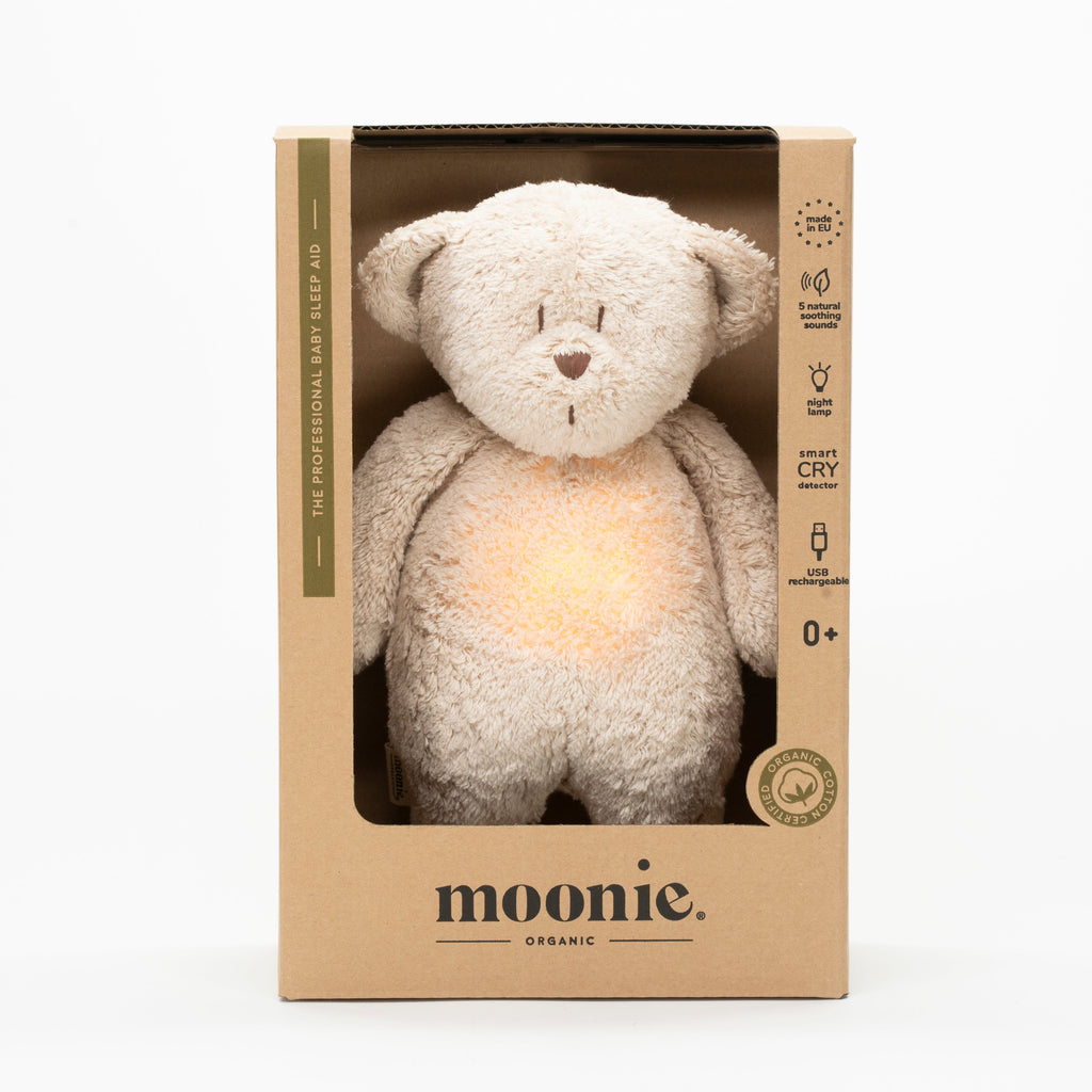 Moonie 2.0 upgrade - Knuffel Hartslag en Licht | Bear Sand - Biologisch katoen