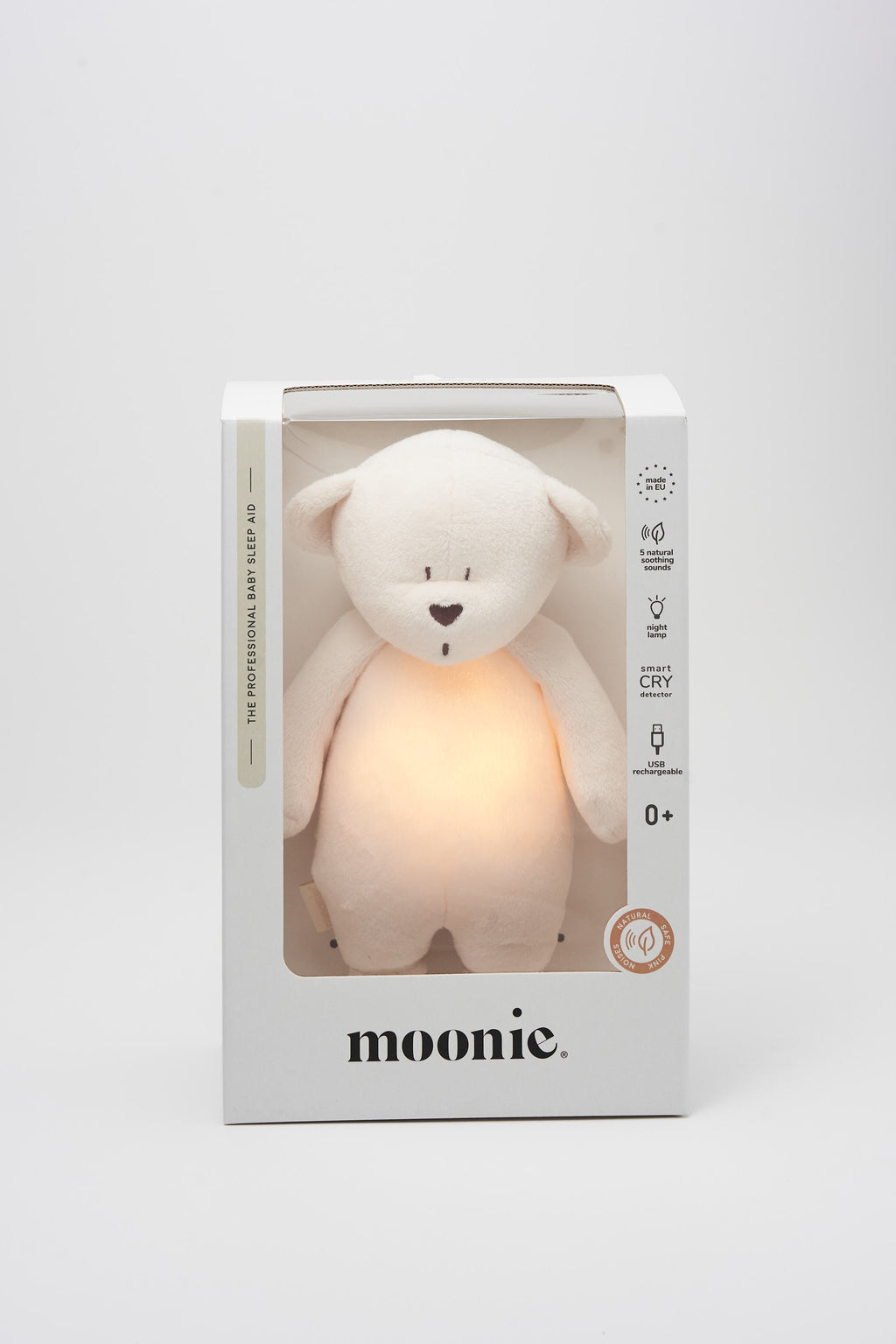 Moonie 2.0 upgrade - Knuffel Hartslag en Licht | Humming Bear Cream - Polyester