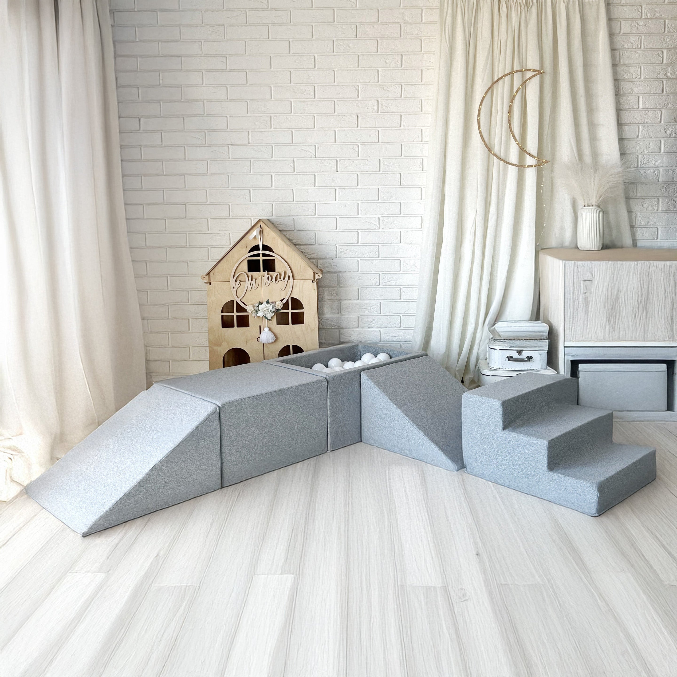 Moje Ballenbad & Playset Elementen 4st Cotton | Licht Grijs