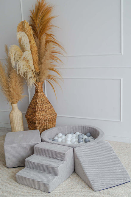 Moje Ballenbad Rond & Playset Elementen 3st Velvet Rib | Grijs