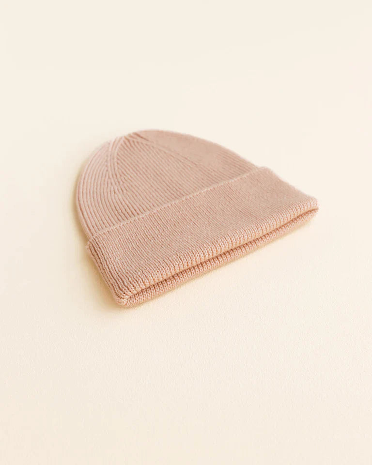 Hvid Newborn Beanie Fonzie 0-6M | Rose
