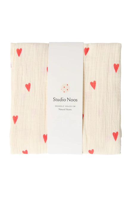 Studio Noos Tetra doek | Natural Hearts 120x120 cm