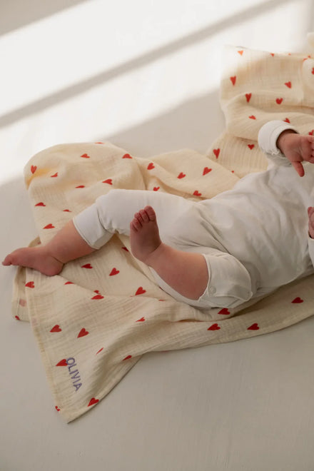 Studio Noos Tetra doek | Natural Hearts 120x120 cm