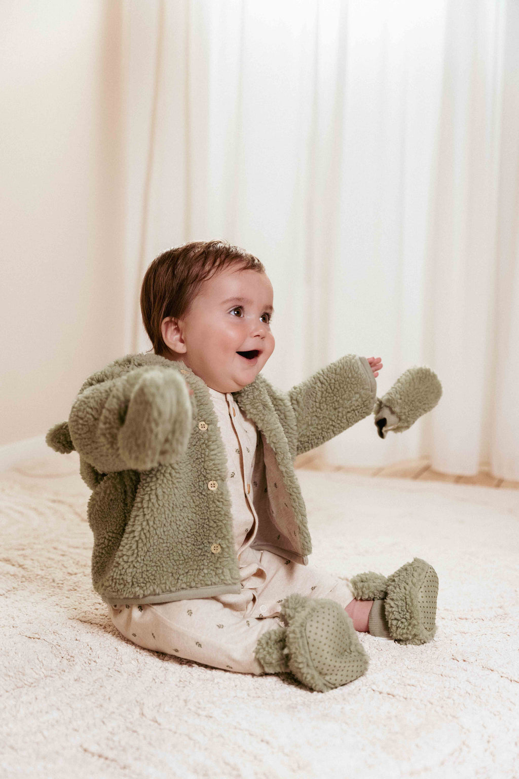 Little Dutch Teddy slofjes | Soft Green