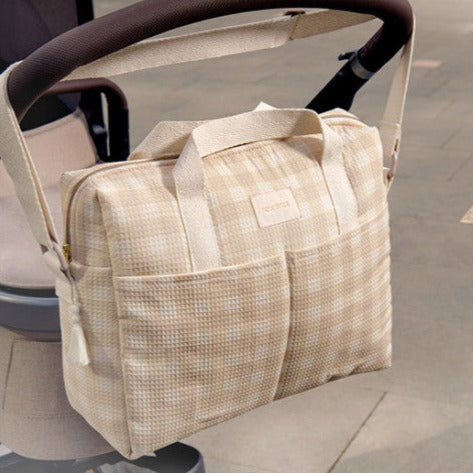 * Nobodinoz Gala Luiertas Waterproof 100% Organisch Katoen | Ivory Checks