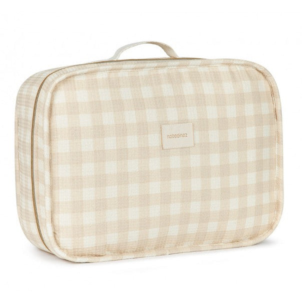 * Nobodinoz Victoria Baby Suitcase 36x26x11cm | Ivory Checks