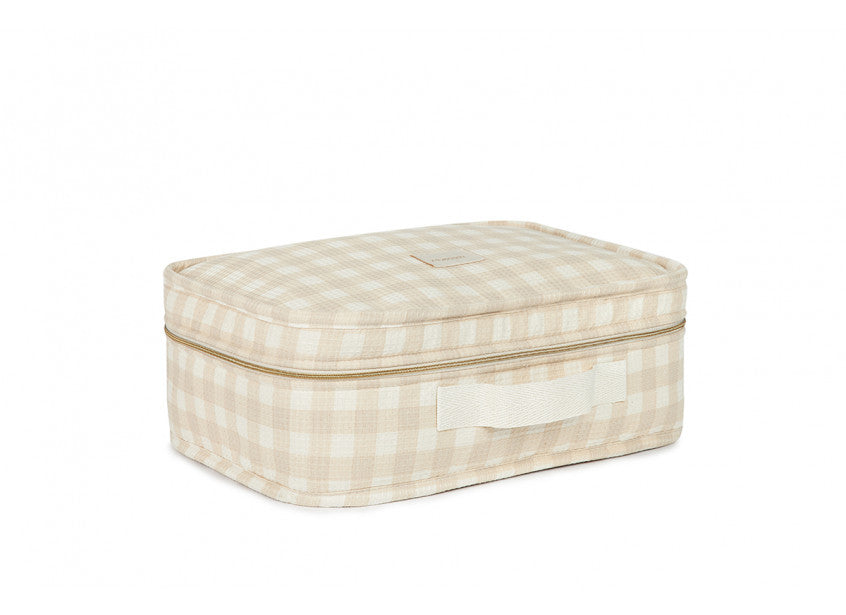 * Nobodinoz Victoria Baby Suitcase 36x26x11cm | Ivory Checks