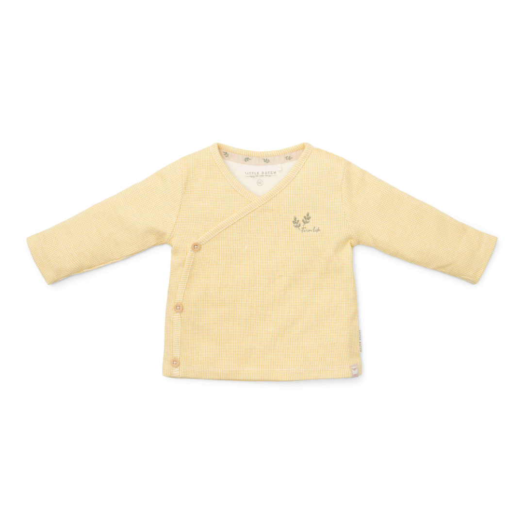 Little Dutch Newborn Noos Little Farm T-Shirt Overslag Lange Mouw | Warm Yellow Check