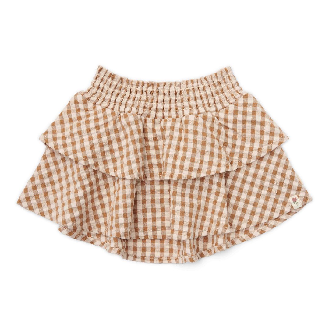 Little Dutch Kleuter Winter Rok Brown Check | Bruin