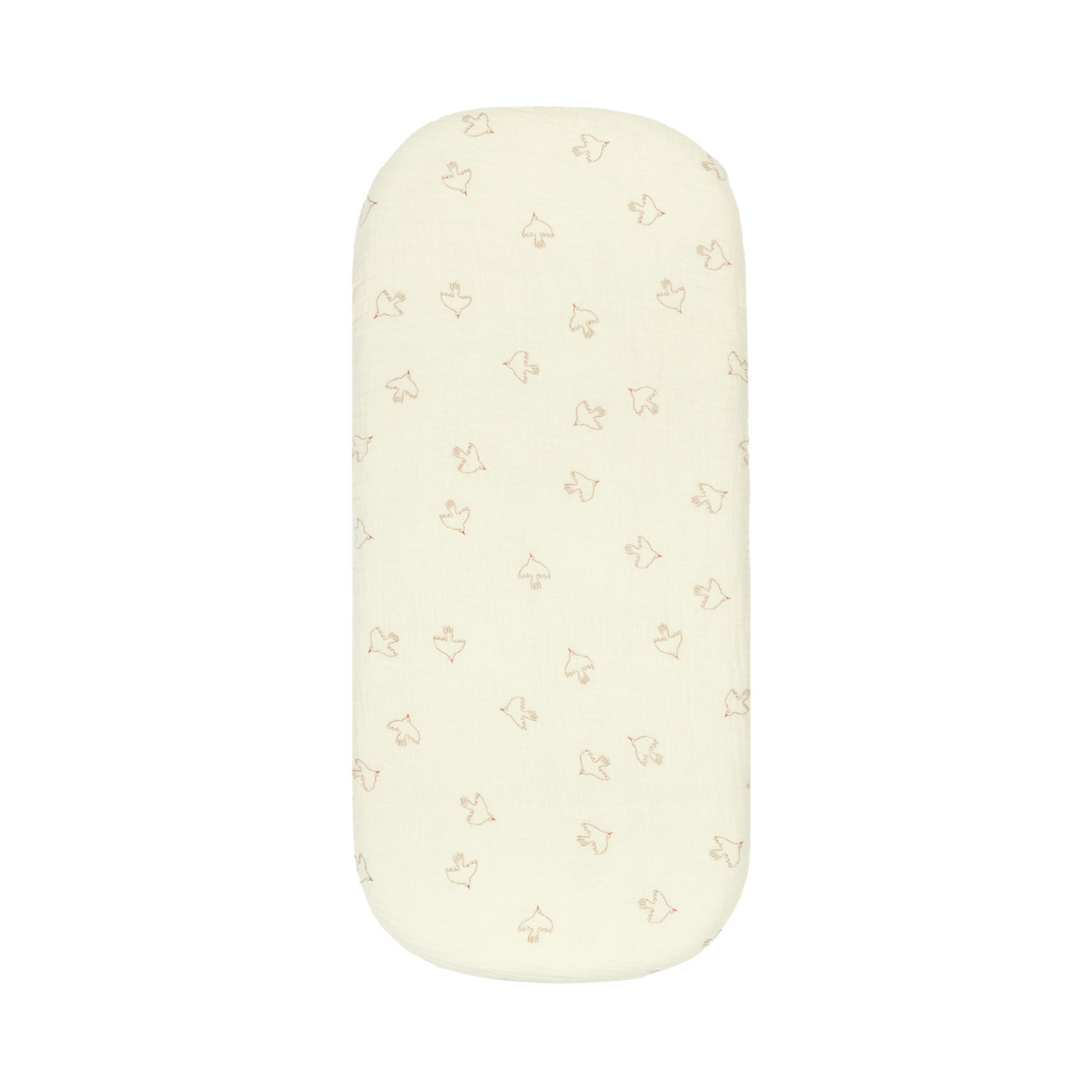 * Nobodinoz Wabi Sabi Newborn Wieg Hoeslaken 40x80cm | Brown Hoshi Birds