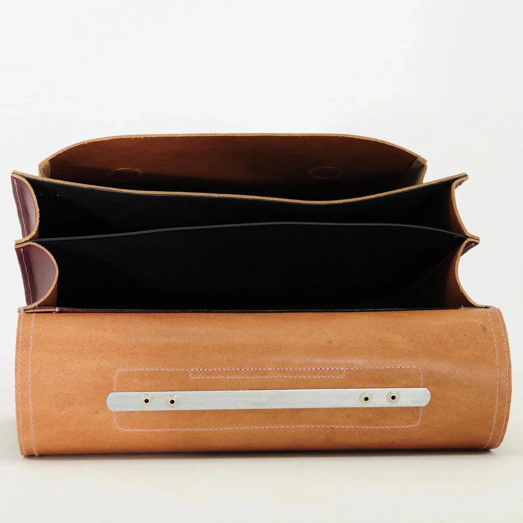 Own Stuff Lederen Boekentas Bicolor | Aubergin - Plum
