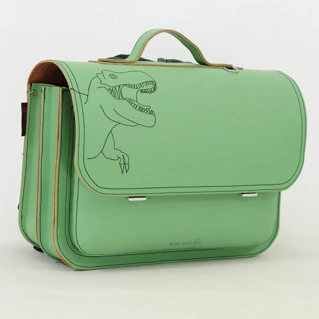 Own Stuff Lederen Boekentas Dino | Pastel Green