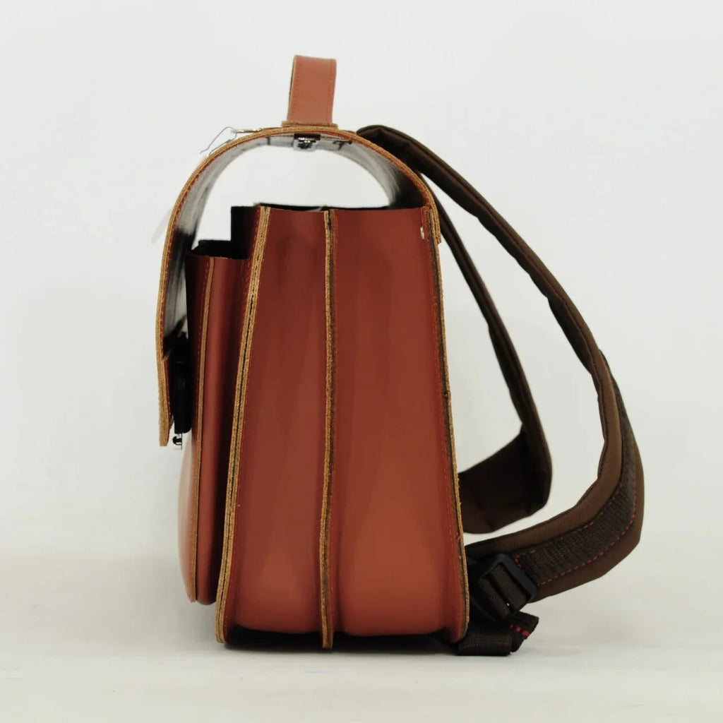 Own Stuff Lederen Boekentas Football | Chestnut
