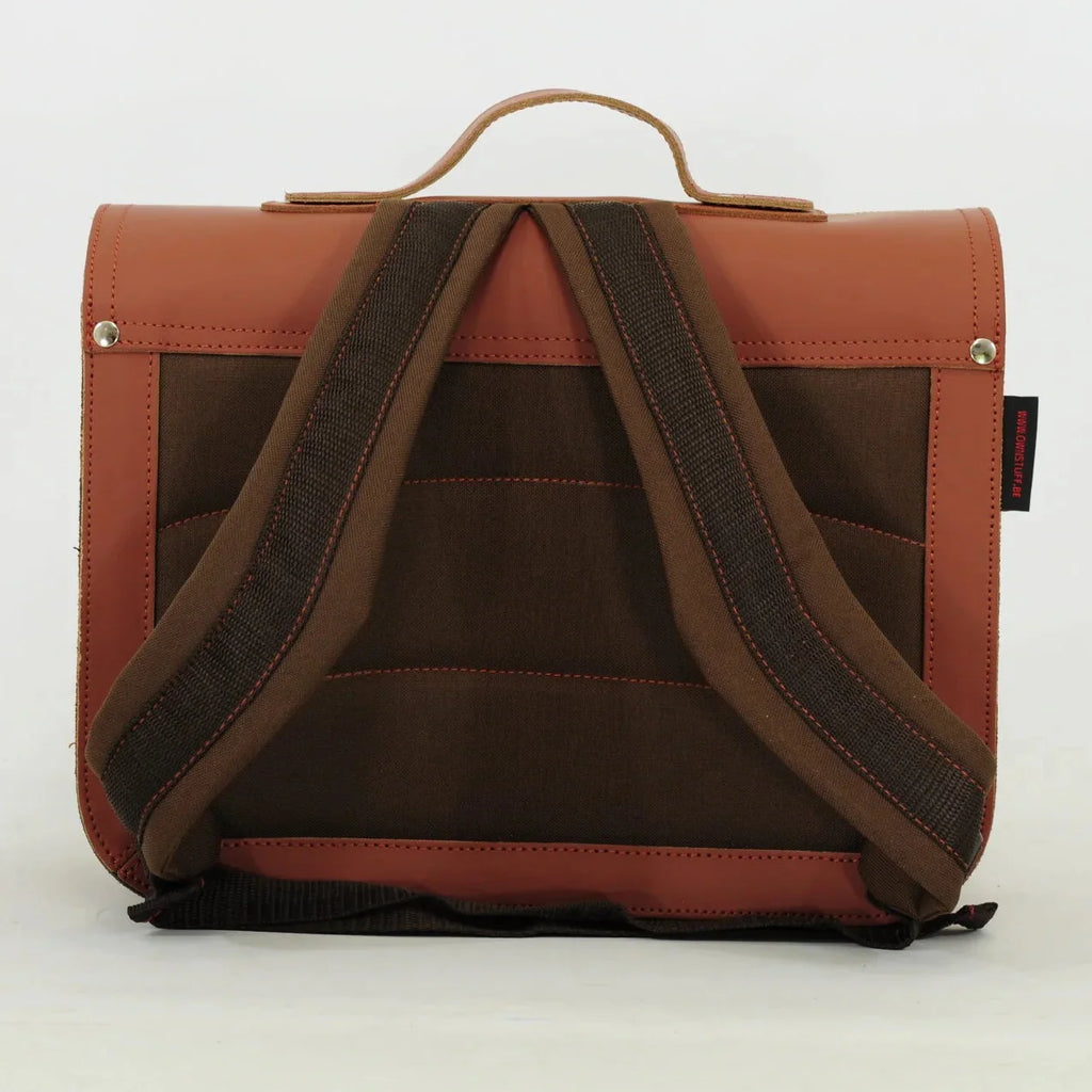 Own Stuff Lederen Boekentas Football | Chestnut