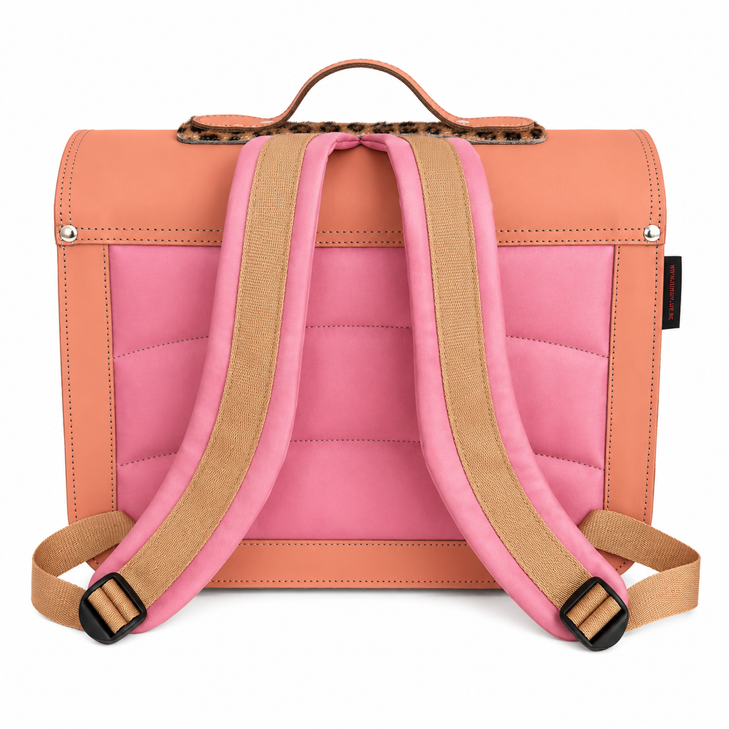 Own Stuff Lederen Boekentas Leopard | Peach