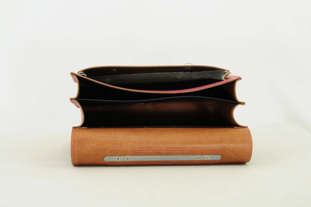 Own Stuff Lederen Boekentas Leopard | Peach