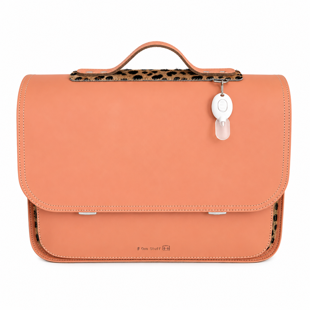 Own Stuff Lederen Boekentas Leopard | Peach