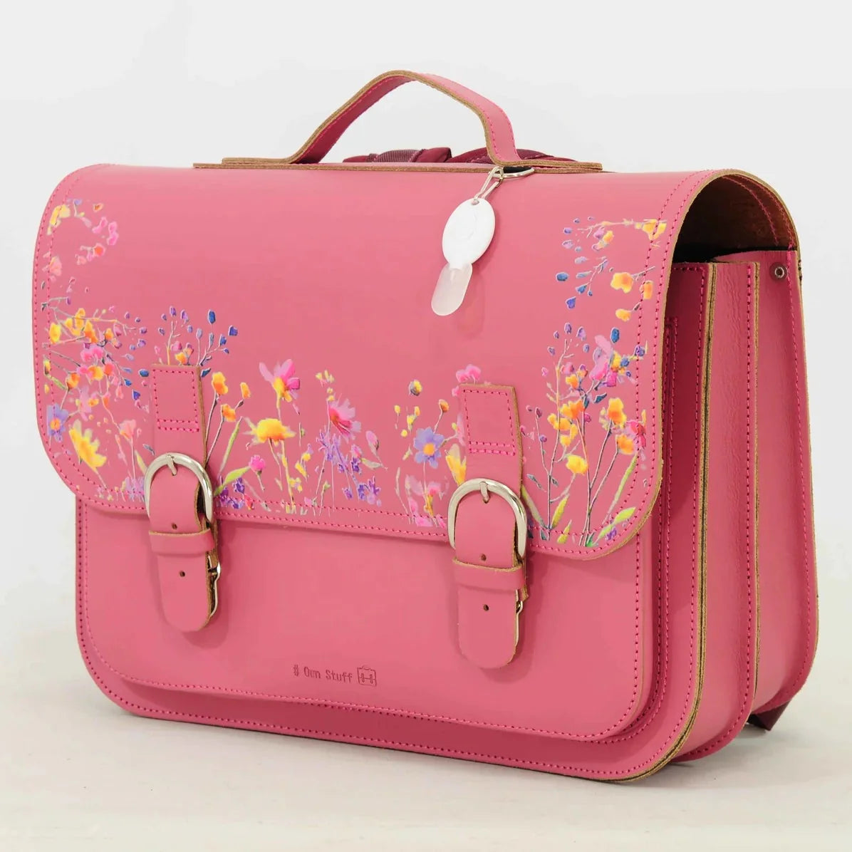 Own Stuff Lederen Boekentas Wildflowers | Antique Pink