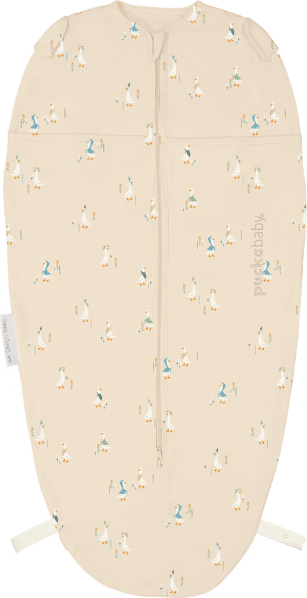 Puckababy The Original Piep inbakerslaapzak in katoen met Geese print, 0 tot 3 maanden, De Gele Flamingo