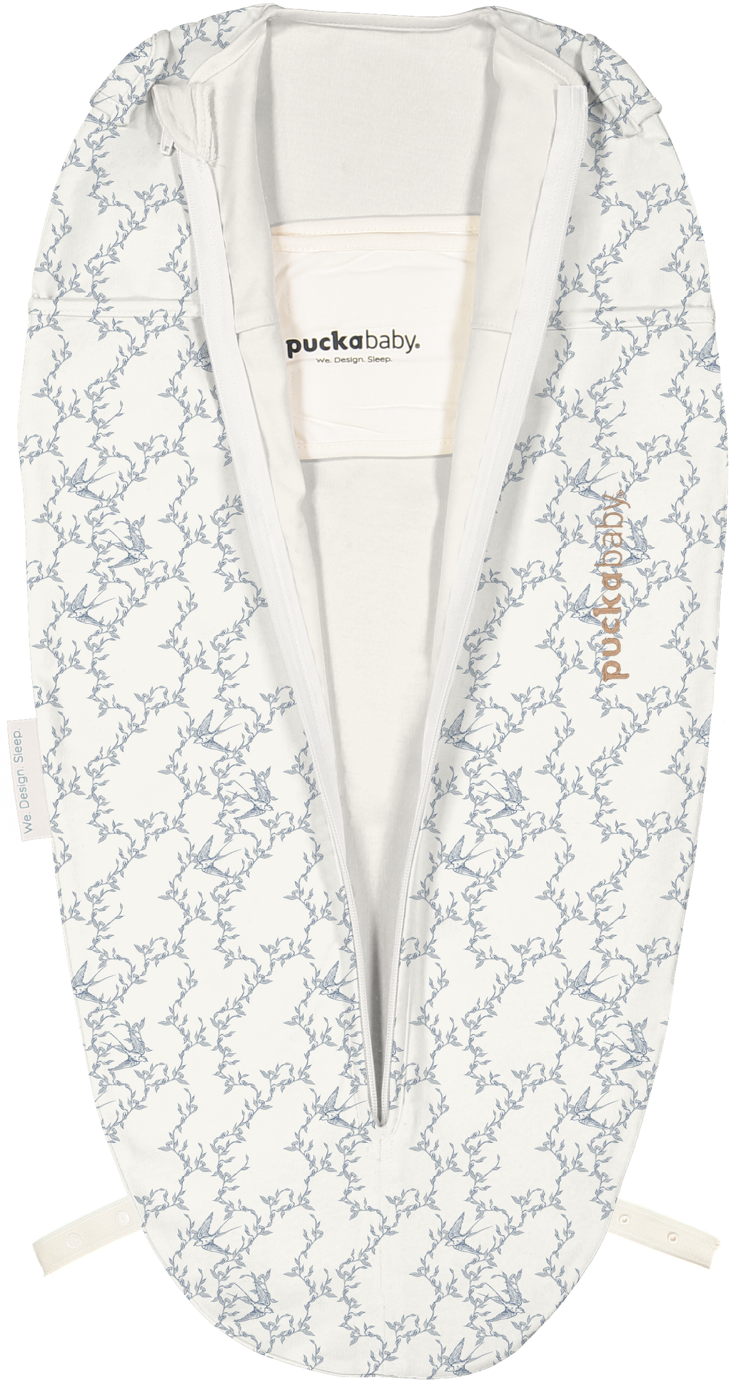 Open Puckababy Piep inbakerslaapzak Blue Berry met oprolsysteem en buikband, bij De Gele Flamingo